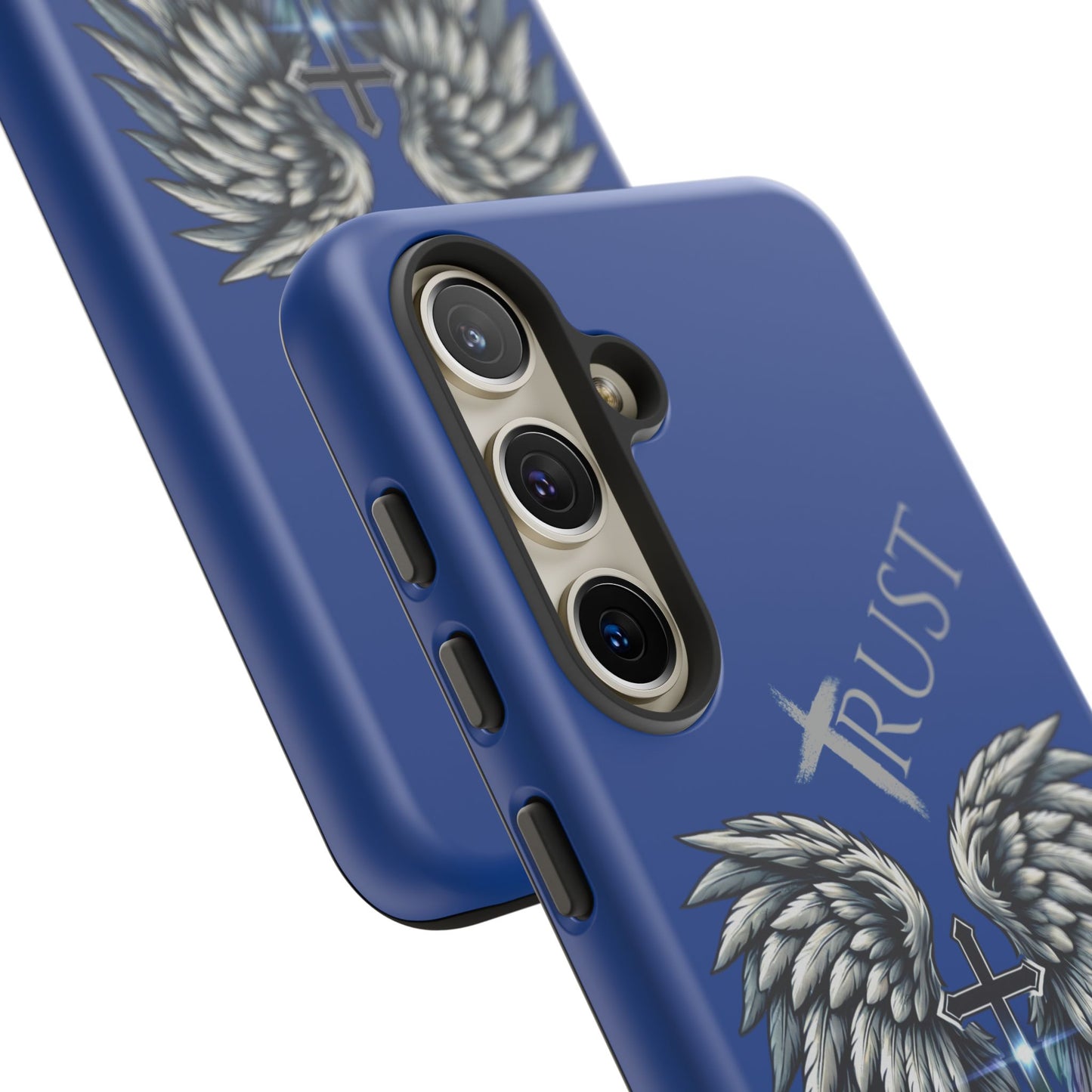 Wings Series Blue Phone Case - Trust, Psalm 91:4 Design, Inspirational Gift, Christian Accessories, Spiritual Protection, Encouragement