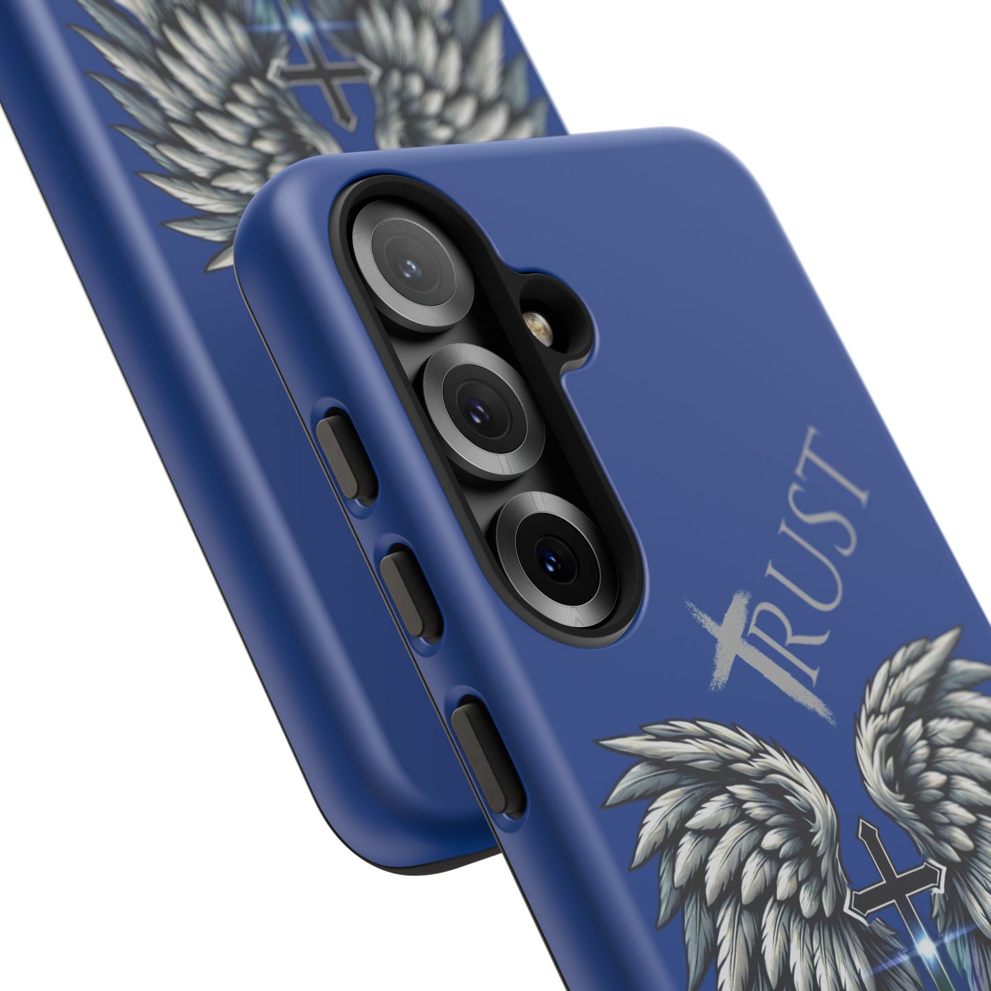 Wings Series Blue Phone Case - Trust, Psalm 91:4 Design, Inspirational Gift, Christian Accessories, Spiritual Protection, Encouragement