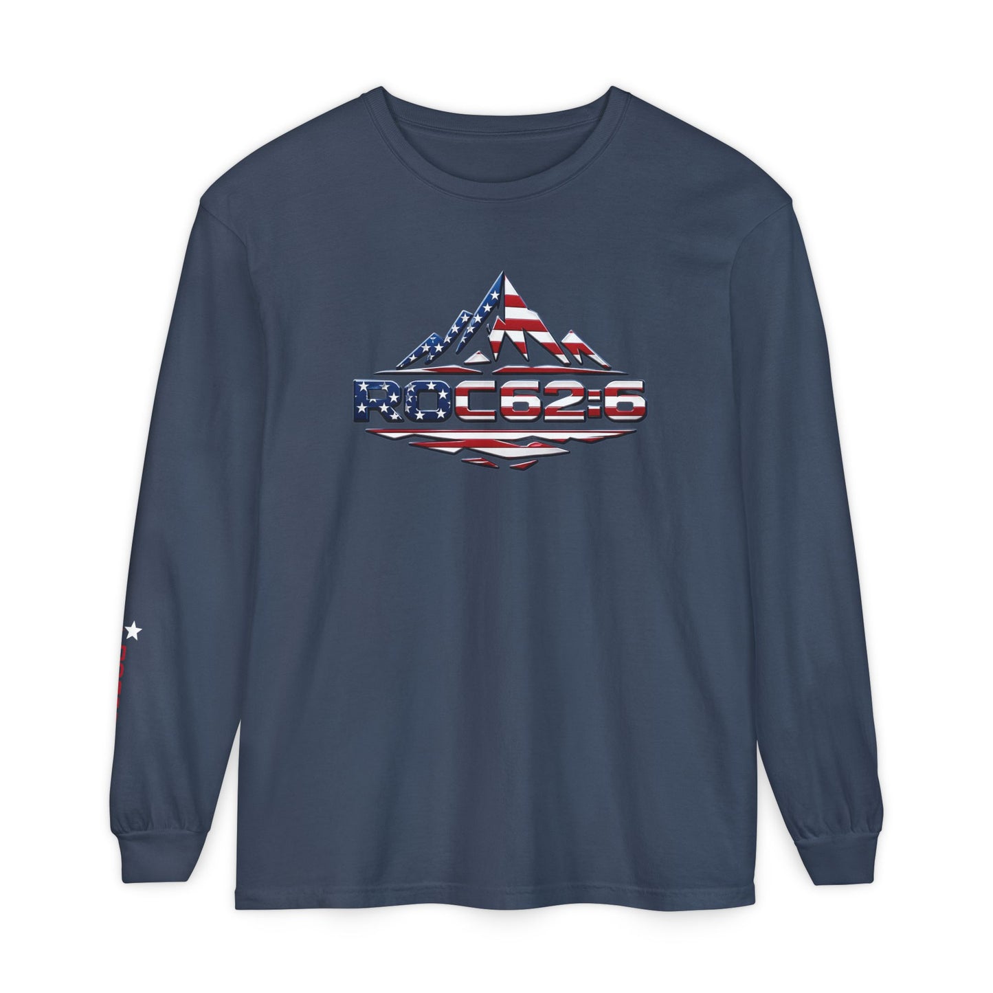 American Flag Mountain ROC626 Long Sleeve Shirt | Patriotic Outdoor Tee