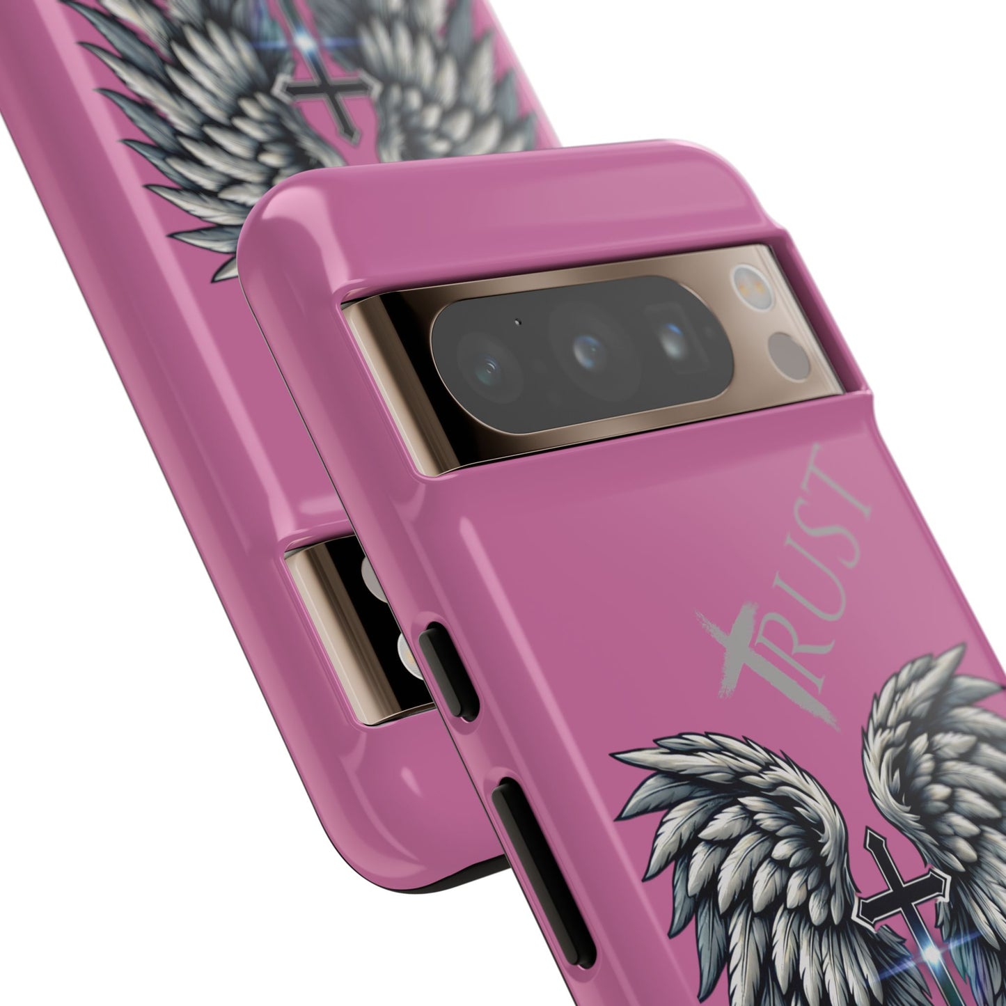 Wings Series Pink Phone Case - Trust, Psalm 91:4 Design, Inspirational Gift, Christian Accessories, Spiritual Protection, Encouragement