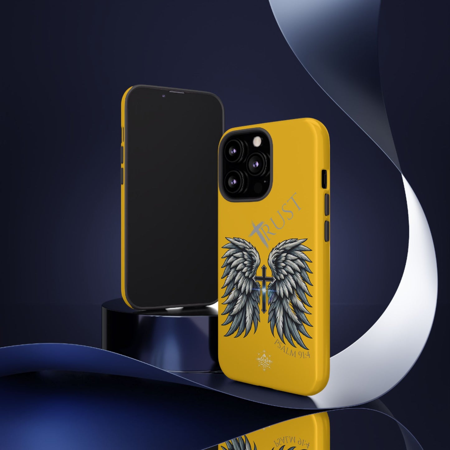 Wings Series Gold Phone Case - Trust, Psalm 91:4 Design, Inspirational Gift, Christian Accessories, Spiritual Protection, Encouragement