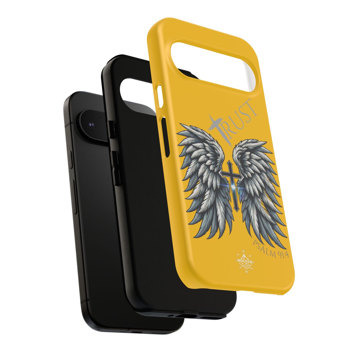 Wings Series Gold Phone Case - Trust, Psalm 91:4 Design, Inspirational Gift, Christian Accessories, Spiritual Protection, Encouragement