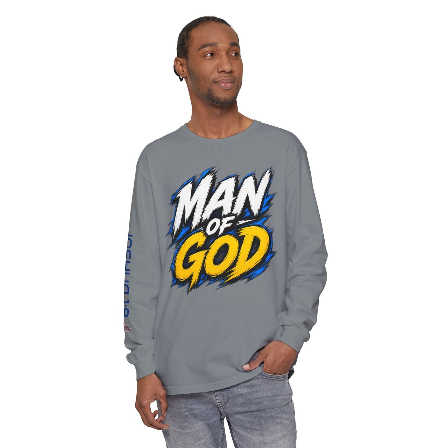 Man of God Graphic Long Sleeve Shirt | Christian Faith Message