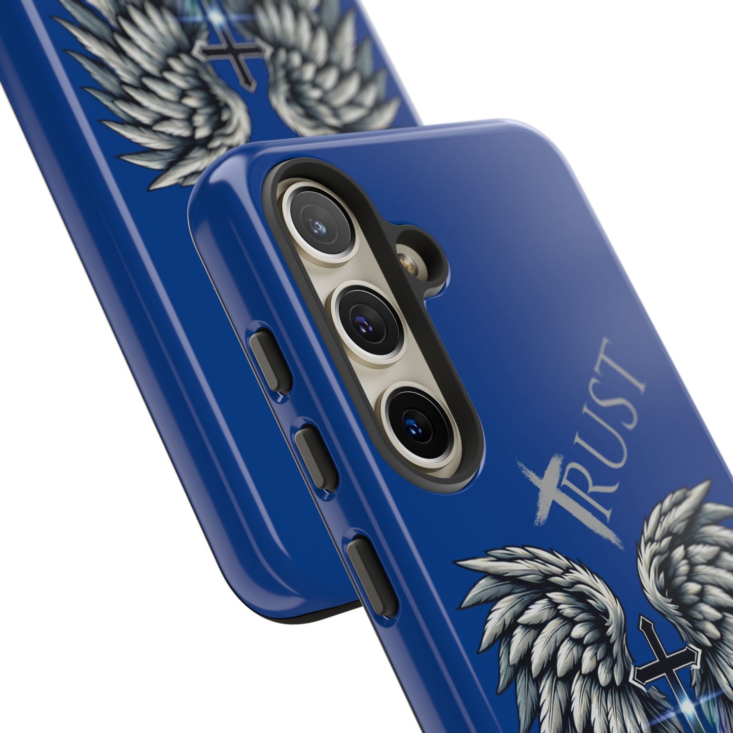 Wings Series Blue Phone Case - Trust, Psalm 91:4 Design, Inspirational Gift, Christian Accessories, Spiritual Protection, Encouragement