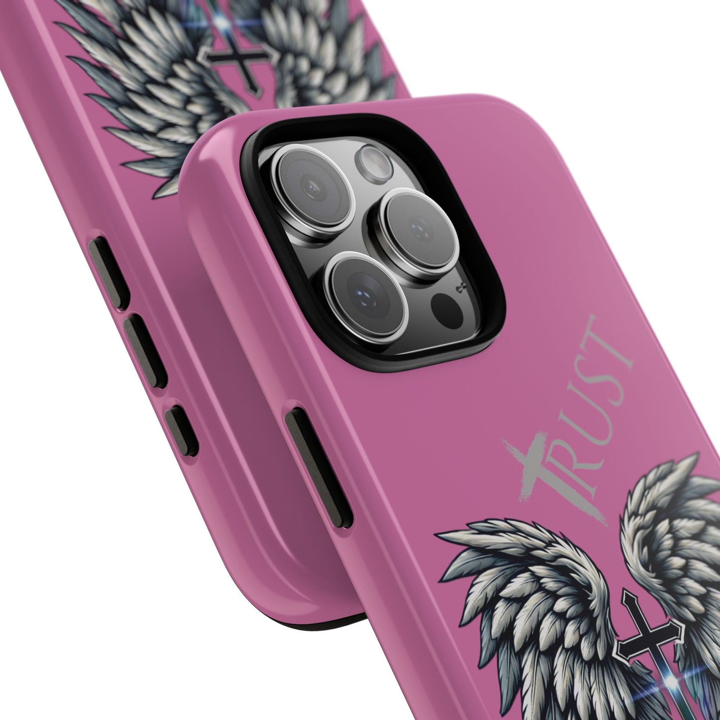 Wings Series Pink Phone Case - Trust, Psalm 91:4 Design, Inspirational Gift, Christian Accessories, Spiritual Protection, Encouragement