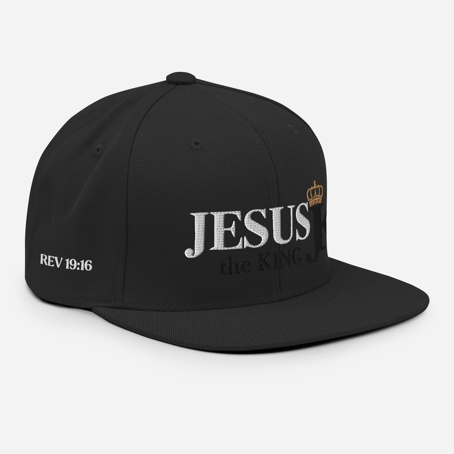 Jesus the King Snapback Hat, King Jesus Hat, Jesus King Cap, JK Snapback hat, Jesus King Hat (Black letters)
