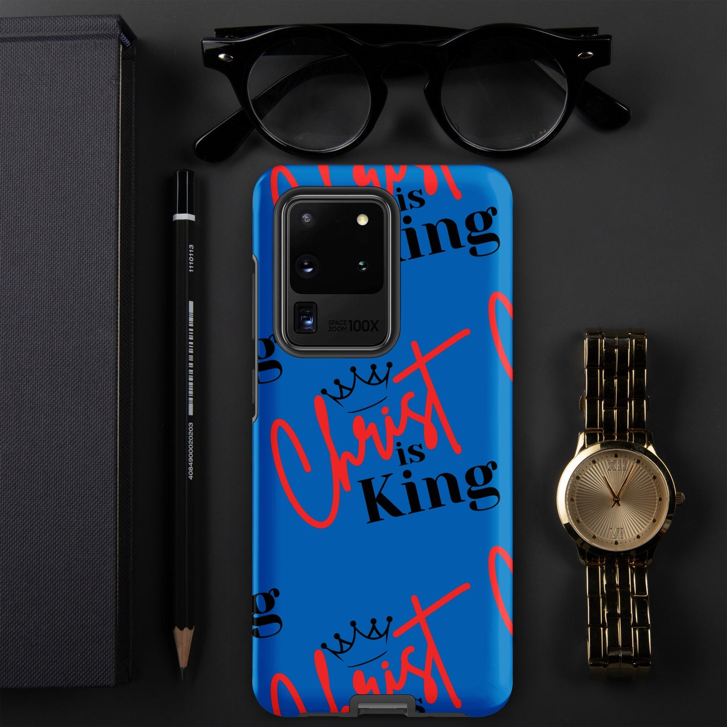 Christ is King Tough case for Samsung - Navy - S21, S22, S23, S24 Series, Jesus Samsung Case, Christian Samsung Case, Designer Samsung Case