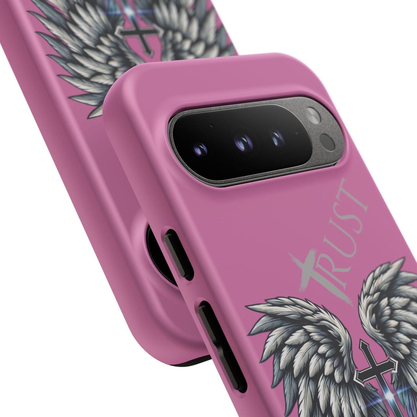 Wings Series Pink Phone Case - Trust, Psalm 91:4 Design, Inspirational Gift, Christian Accessories, Spiritual Protection, Encouragement