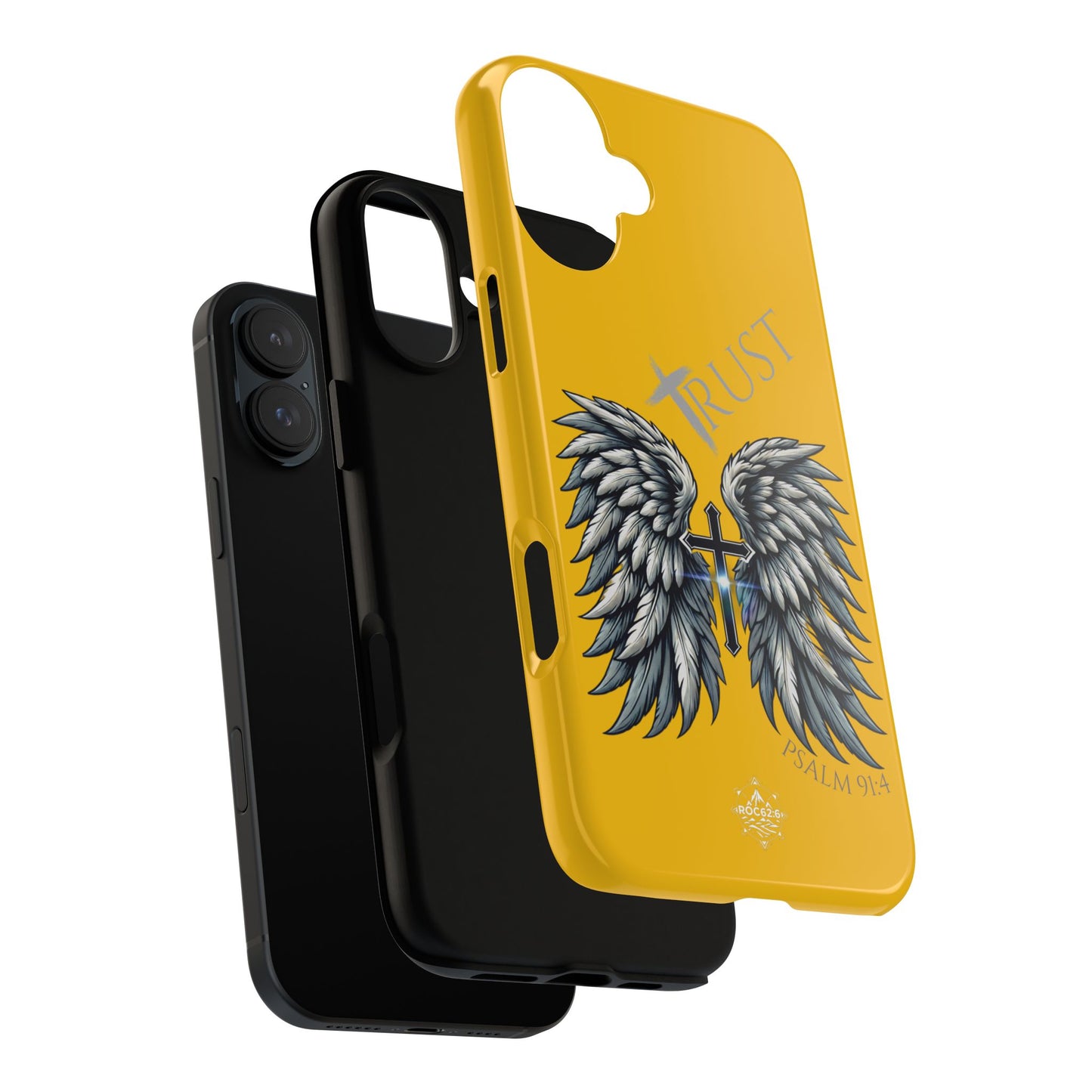 Wings Series Gold Phone Case - Trust, Psalm 91:4 Design, Inspirational Gift, Christian Accessories, Spiritual Protection, Encouragement
