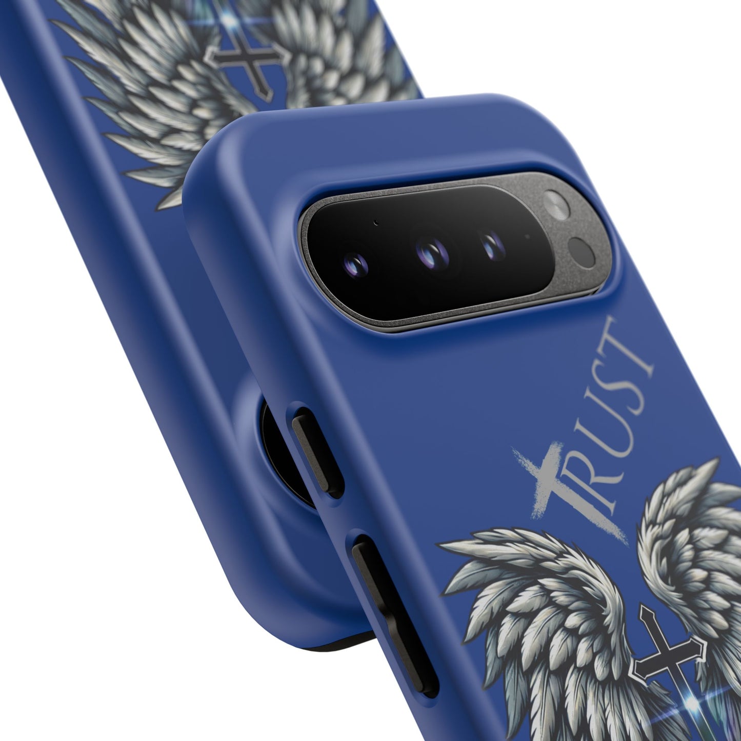 Wings Series Blue Phone Case - Trust, Psalm 91:4 Design, Inspirational Gift, Christian Accessories, Spiritual Protection, Encouragement