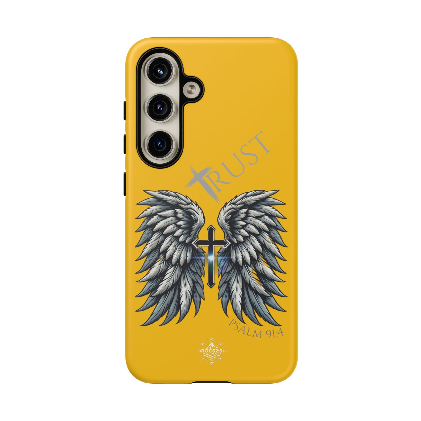 Wings Series Gold Phone Case - Trust, Psalm 91:4 Design, Inspirational Gift, Christian Accessories, Spiritual Protection, Encouragement