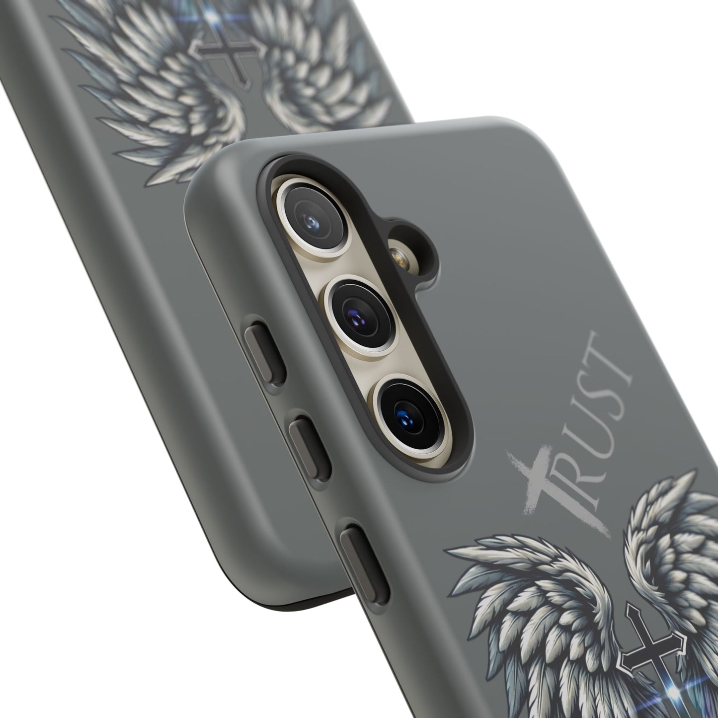 Wings Series Dark Grey Phone Case - Trust, Psalm 91:4 Design, Inspirational Gift, Christian Accessories, Spiritual Protection, Encouragement