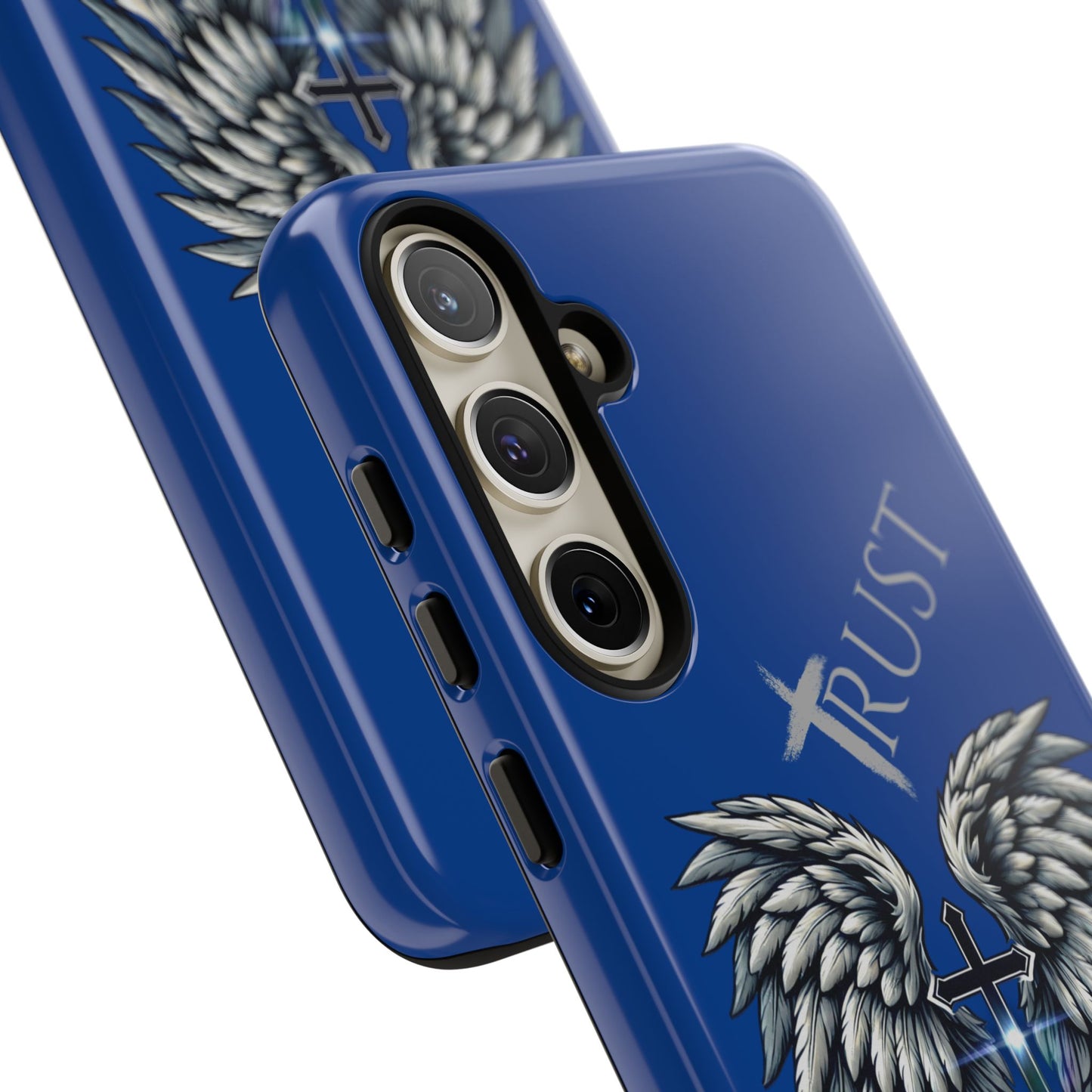 Wings Series Blue Phone Case - Trust, Psalm 91:4 Design, Inspirational Gift, Christian Accessories, Spiritual Protection, Encouragement