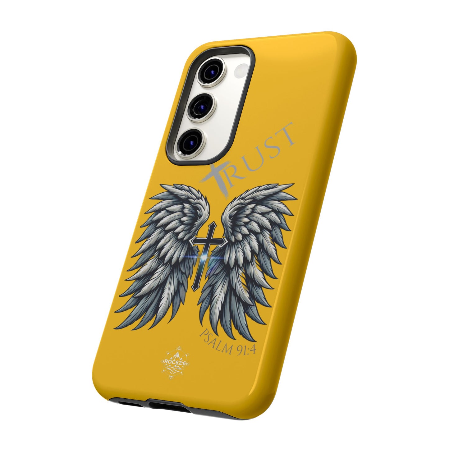Wings Series Gold Phone Case - Trust, Psalm 91:4 Design, Inspirational Gift, Christian Accessories, Spiritual Protection, Encouragement