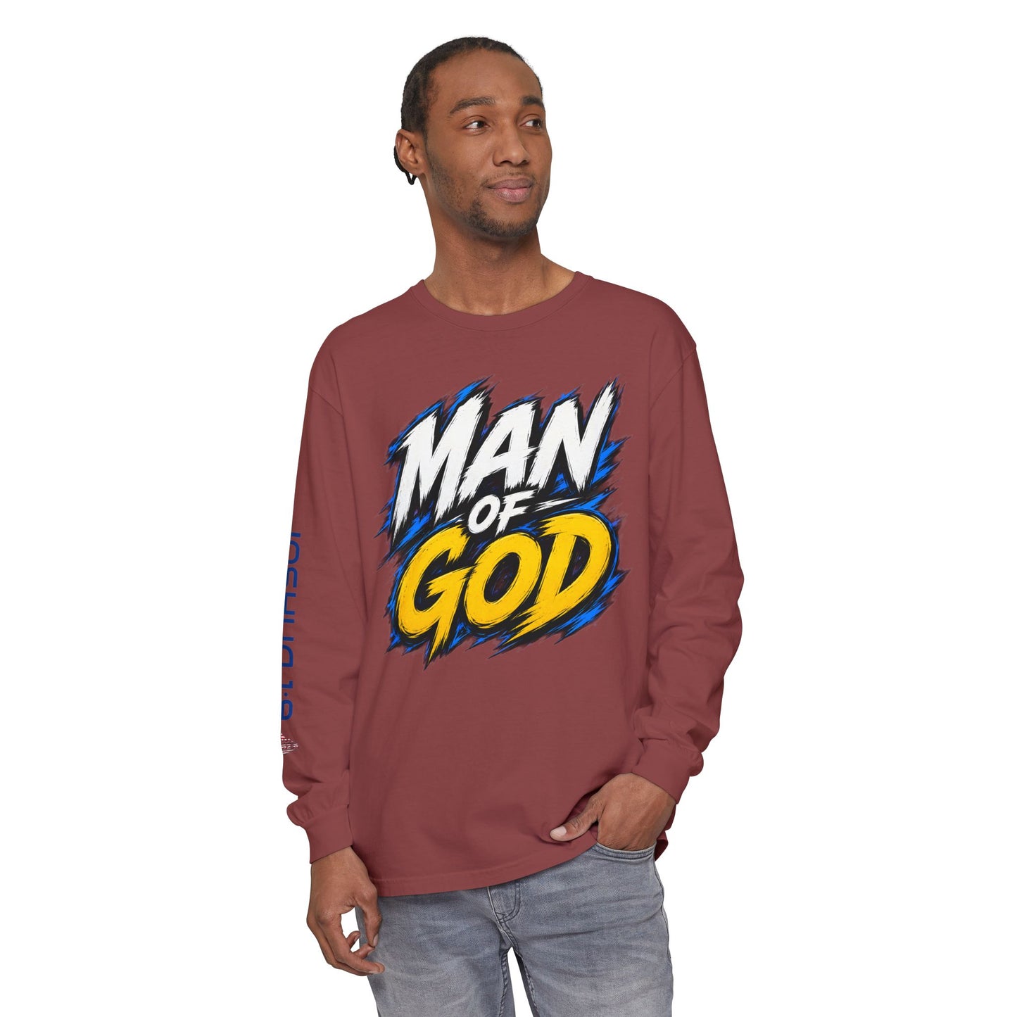Man of God Graphic Long Sleeve Shirt | Christian Faith Message