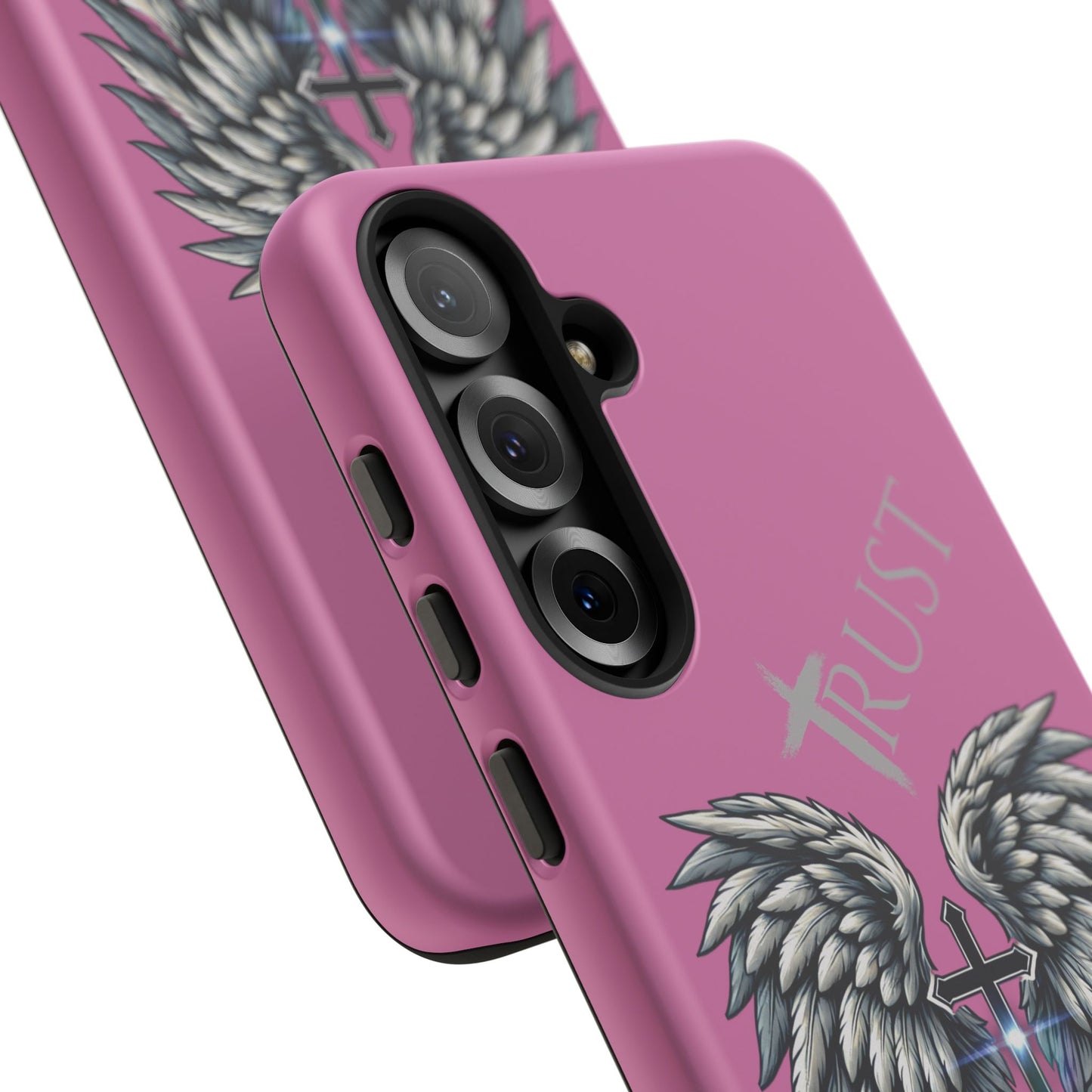 Wings Series Pink Phone Case - Trust, Psalm 91:4 Design, Inspirational Gift, Christian Accessories, Spiritual Protection, Encouragement