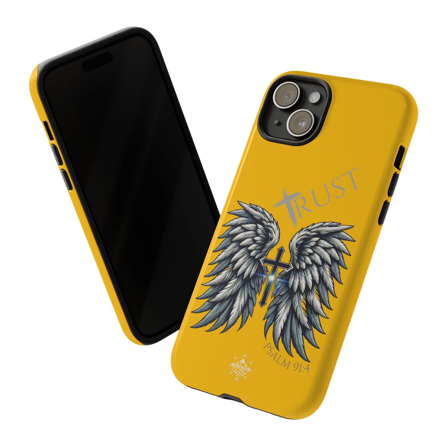 Wings Series Gold Phone Case - Trust, Psalm 91:4 Design, Inspirational Gift, Christian Accessories, Spiritual Protection, Encouragement