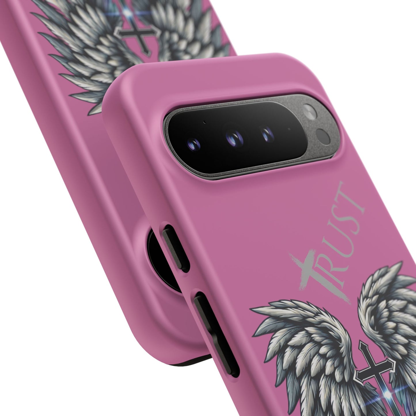 Wings Series Pink Phone Case - Trust, Psalm 91:4 Design, Inspirational Gift, Christian Accessories, Spiritual Protection, Encouragement