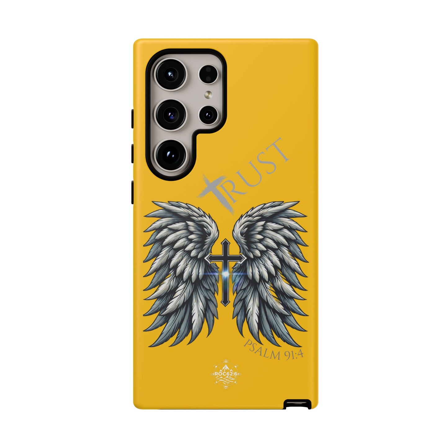 Wings Series Gold Phone Case - Trust, Psalm 91:4 Design, Inspirational Gift, Christian Accessories, Spiritual Protection, Encouragement