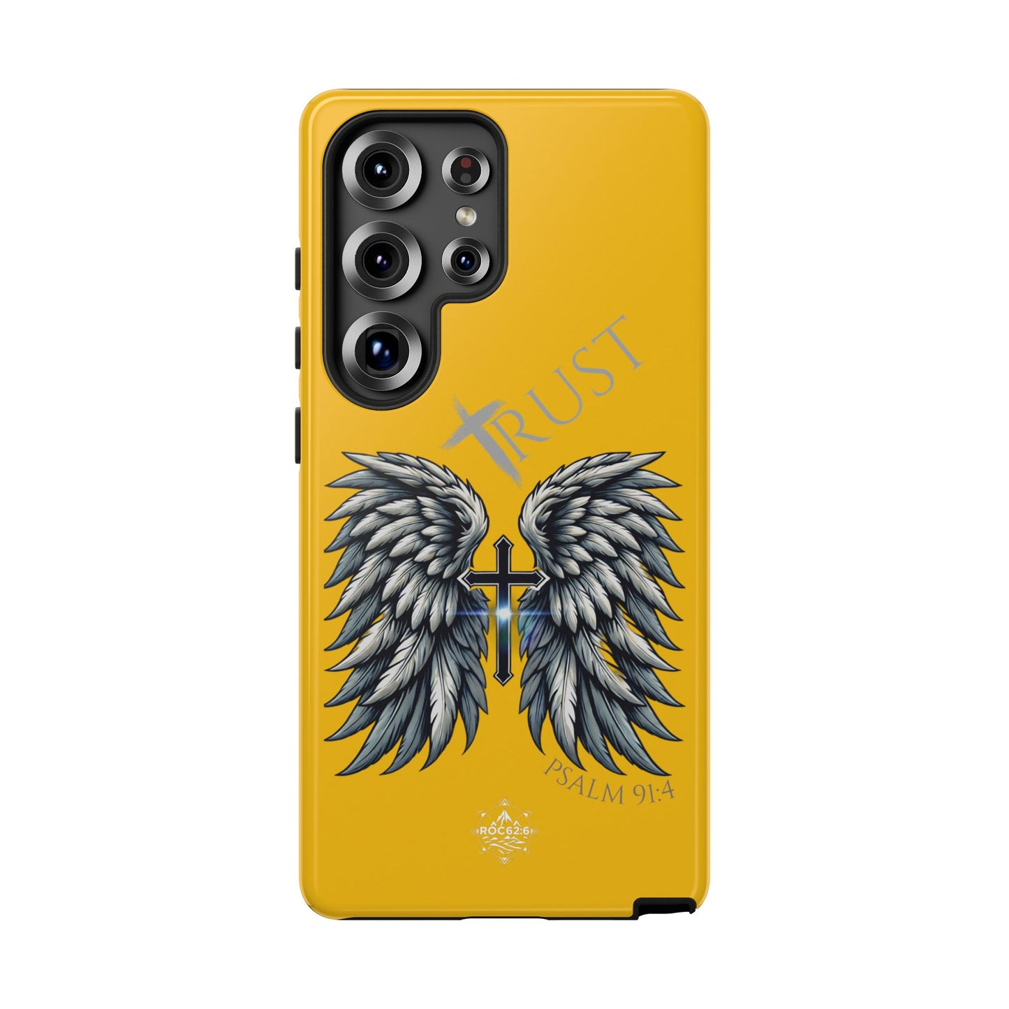 Wings Series Gold Phone Case - Trust, Psalm 91:4 Design, Inspirational Gift, Christian Accessories, Spiritual Protection, Encouragement