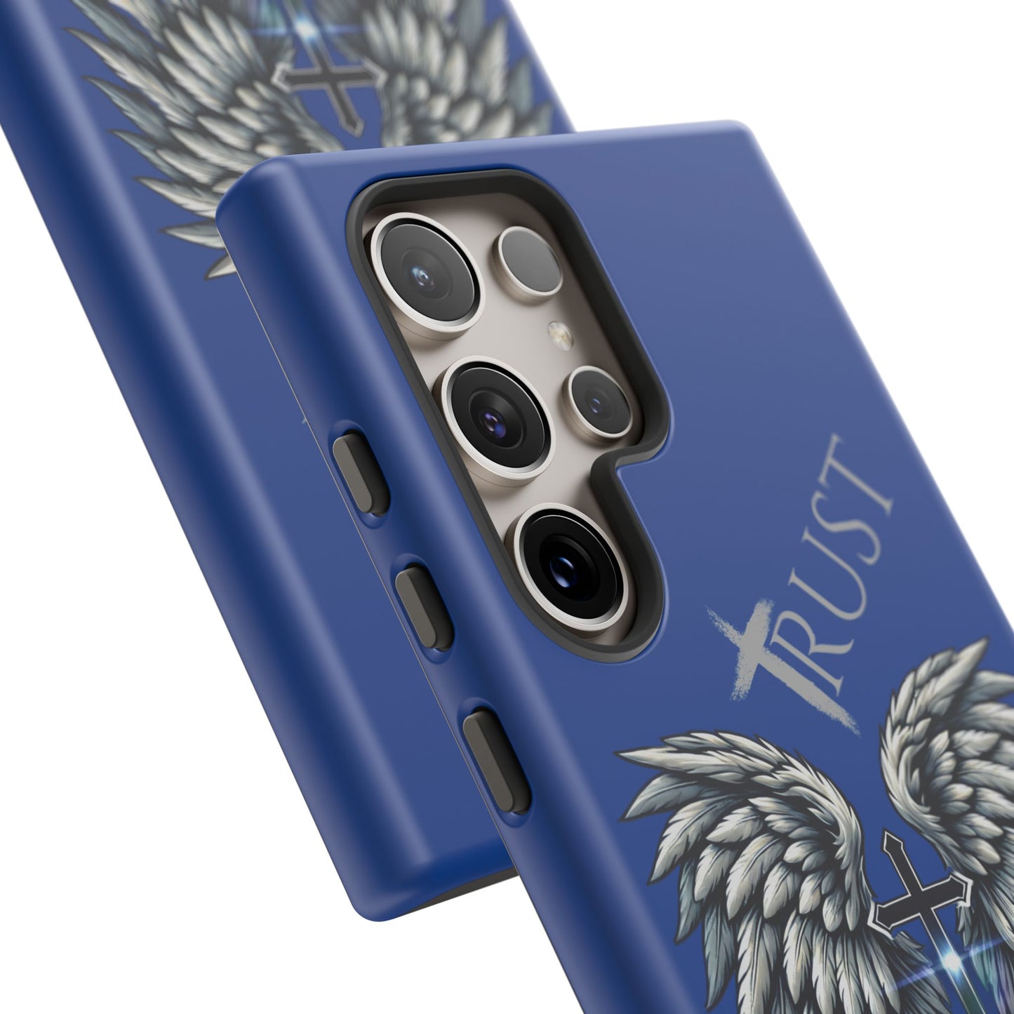 Wings Series Blue Phone Case - Trust, Psalm 91:4 Design, Inspirational Gift, Christian Accessories, Spiritual Protection, Encouragement