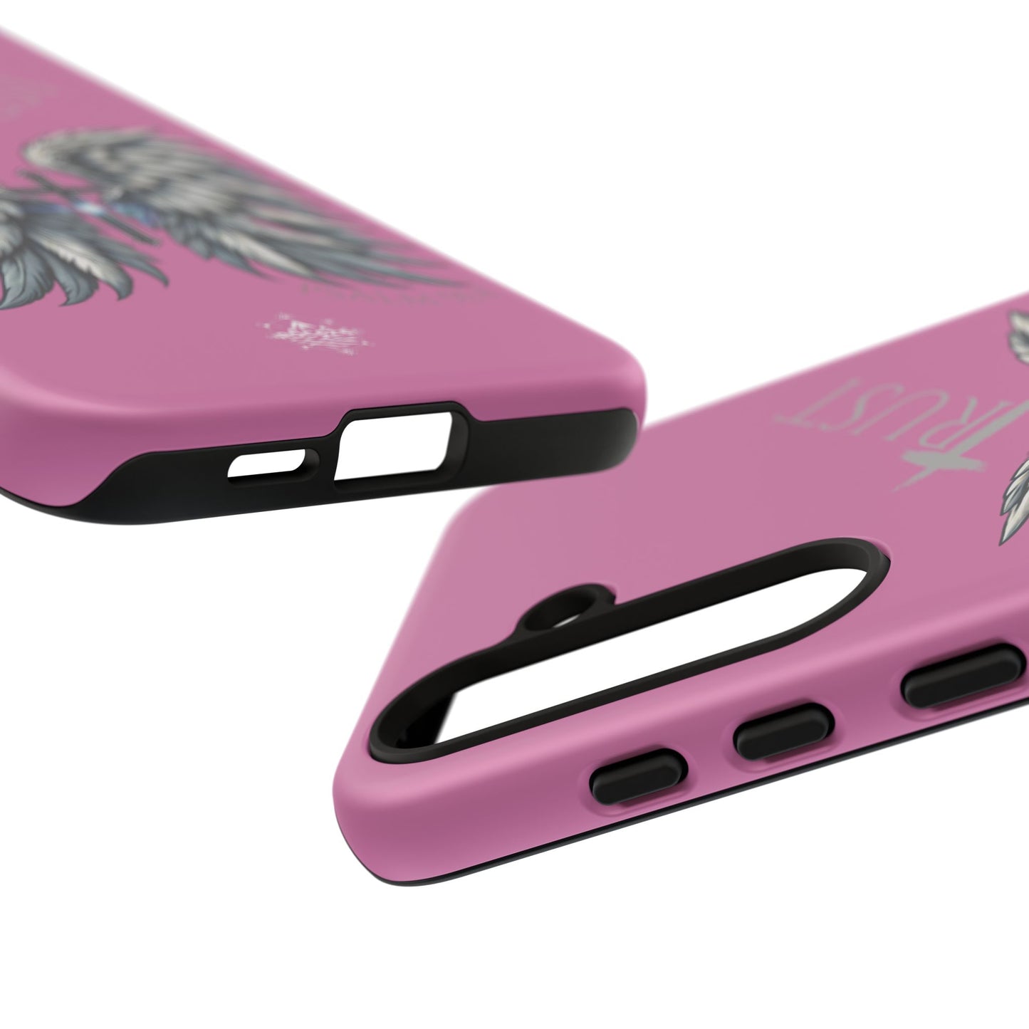 Wings Series Pink Phone Case - Trust, Psalm 91:4 Design, Inspirational Gift, Christian Accessories, Spiritual Protection, Encouragement