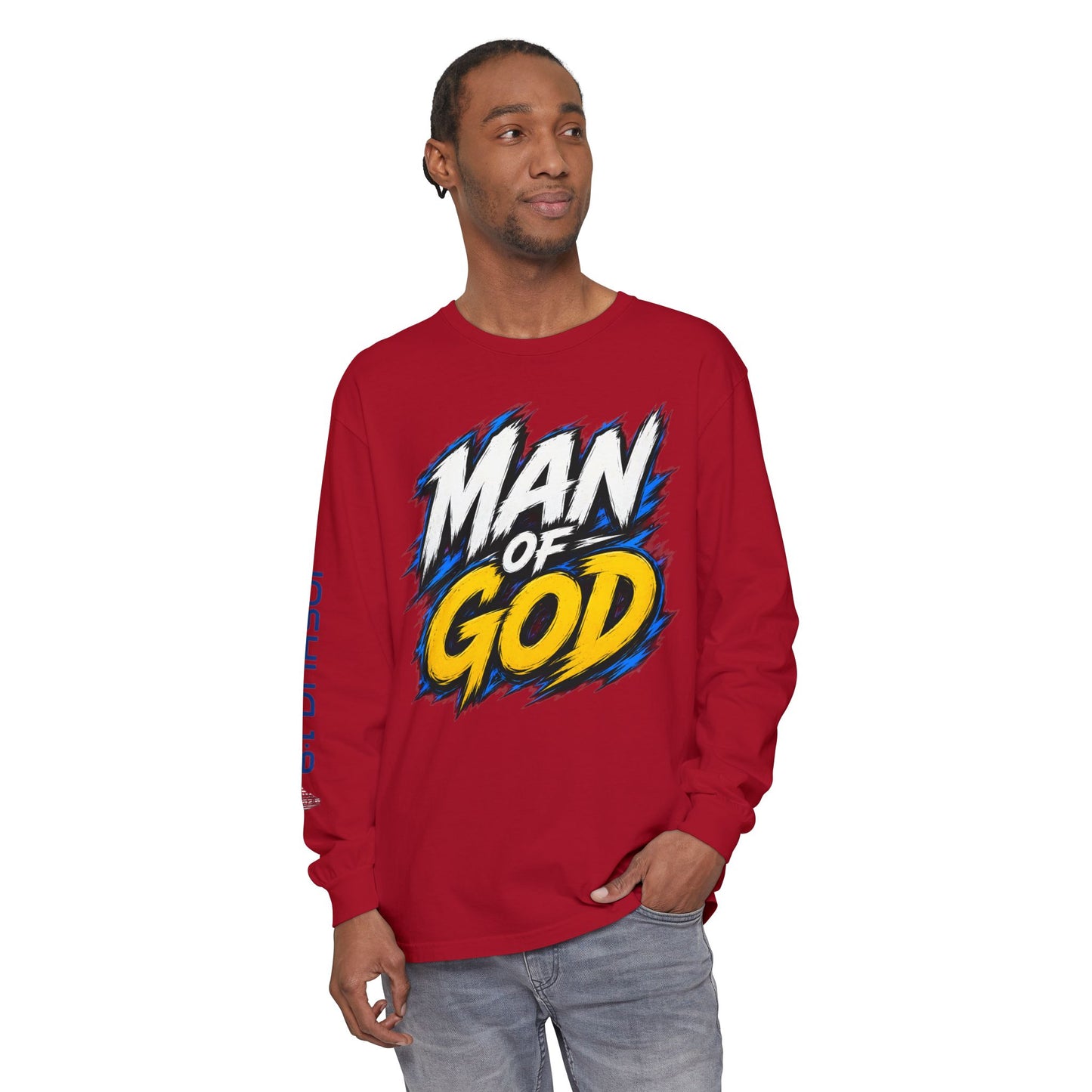 Man of God Graphic Long Sleeve Shirt | Christian Faith Message