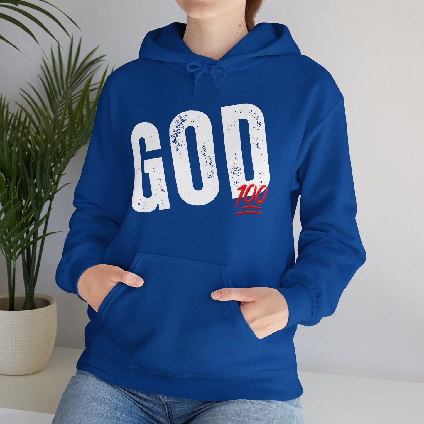 GOD 100 Hooded Sweatshirt, Gildan Heavy Blend™ Hoodie, Adult Unisex Faith Hoodies, Motivational Gift Hoodie, Aesthetic Christian Apparel