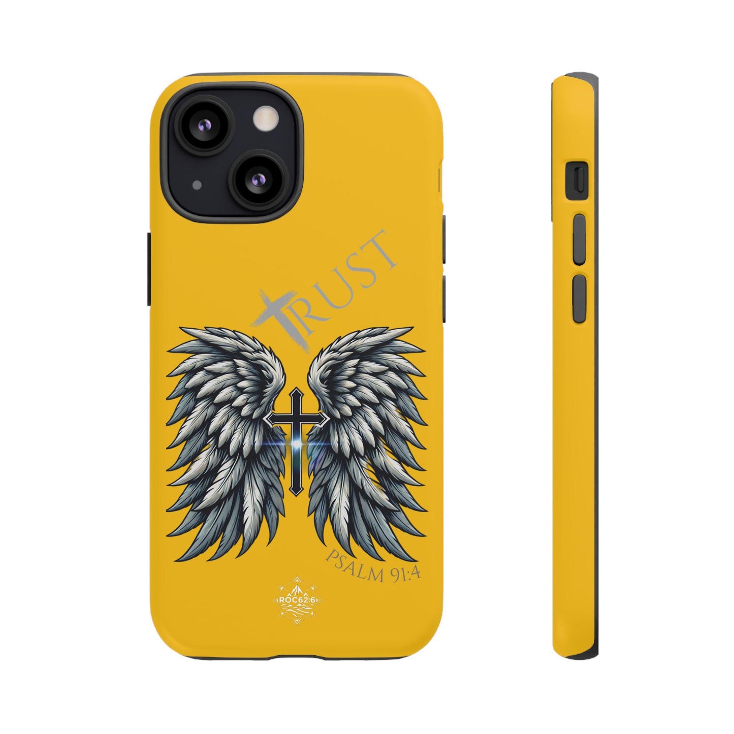 Wings Series Gold Phone Case - Trust, Psalm 91:4 Design, Inspirational Gift, Christian Accessories, Spiritual Protection, Encouragement