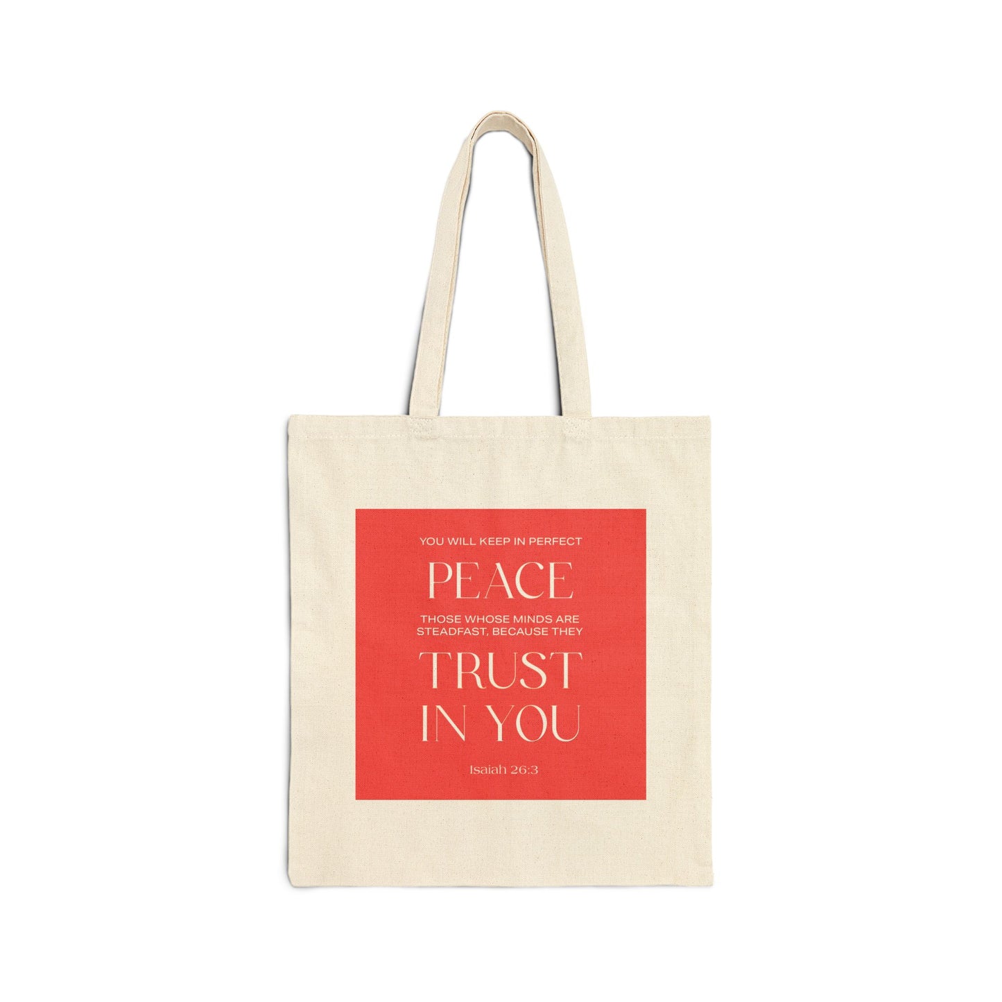 Isaiah 26:3 Tote Bag, Inspirational Cotton Canvas Tote Bag, Bible Verse Tote, Reusable Shopping Bag, Eco-Friendly Gift, Versatile Carryall