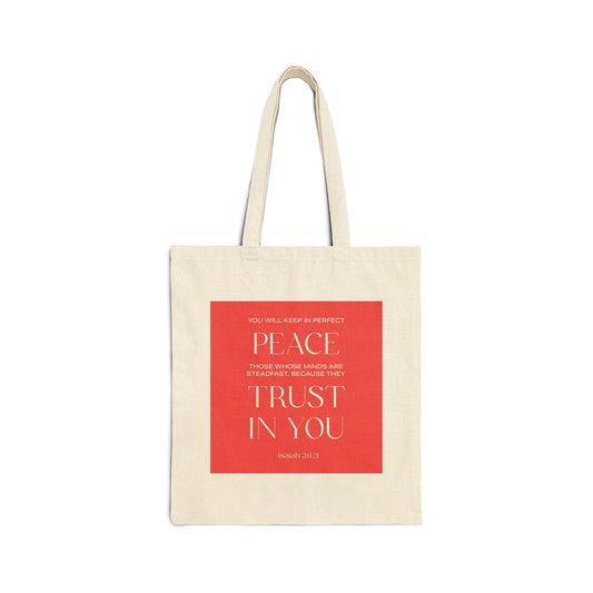 Isaiah 26:3 Tote Bag, Inspirational Cotton Canvas Tote Bag, Bible Verse Tote, Reusable Shopping Bag, Eco-Friendly Gift, Versatile Carryall