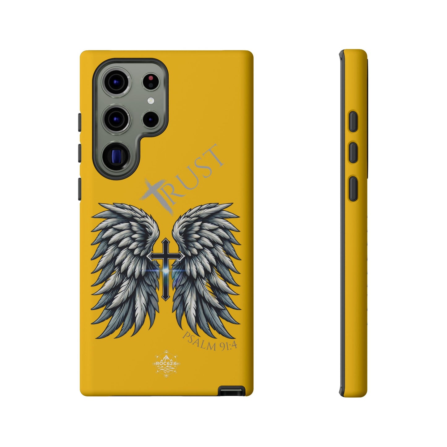 Wings Series Gold Phone Case - Trust, Psalm 91:4 Design, Inspirational Gift, Christian Accessories, Spiritual Protection, Encouragement
