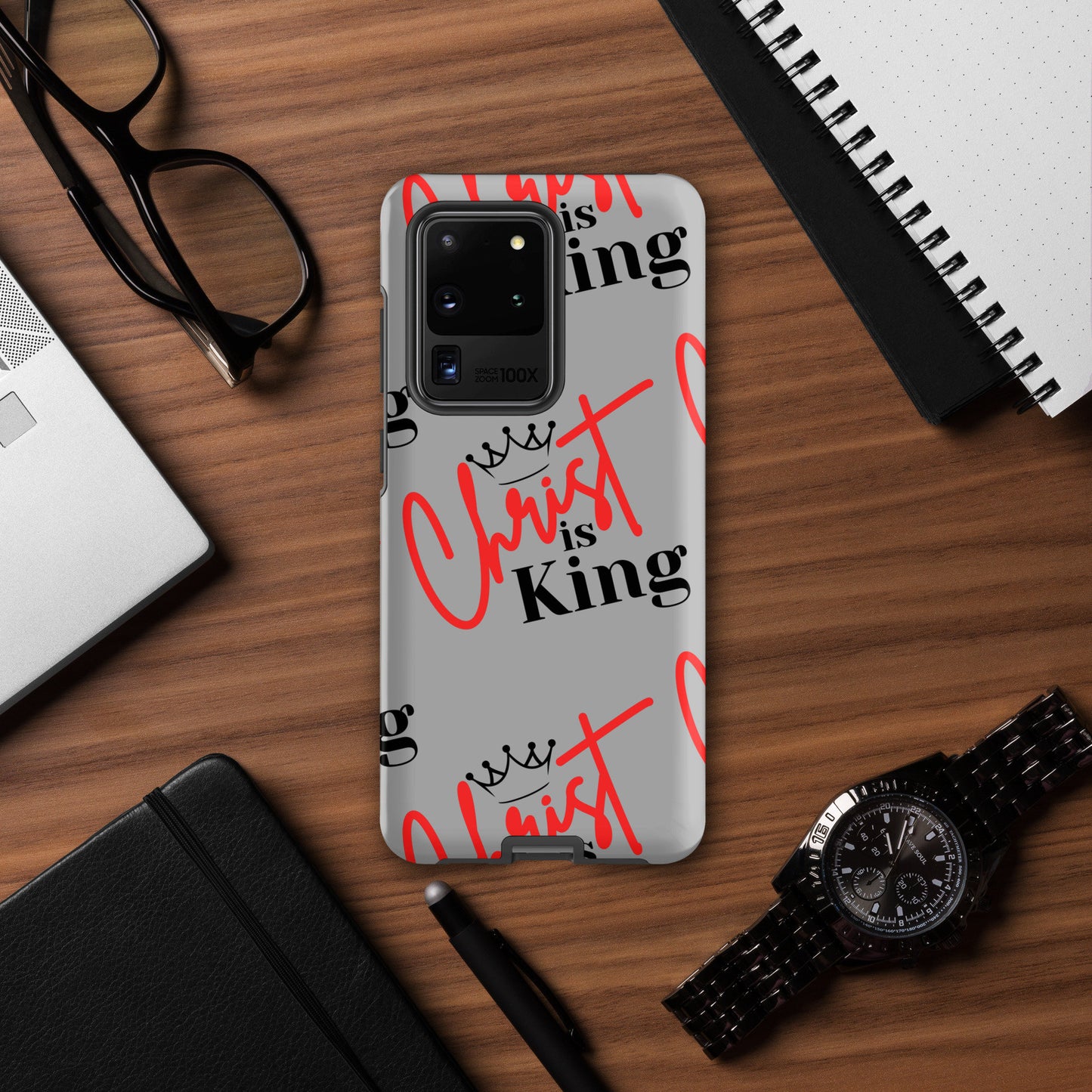 Christ is King Tough case for Samsung® Silver - S21, S22, S23, S24 Series, Jesus Samsung Case, Christian Samsung Case, Designer Samsung Case