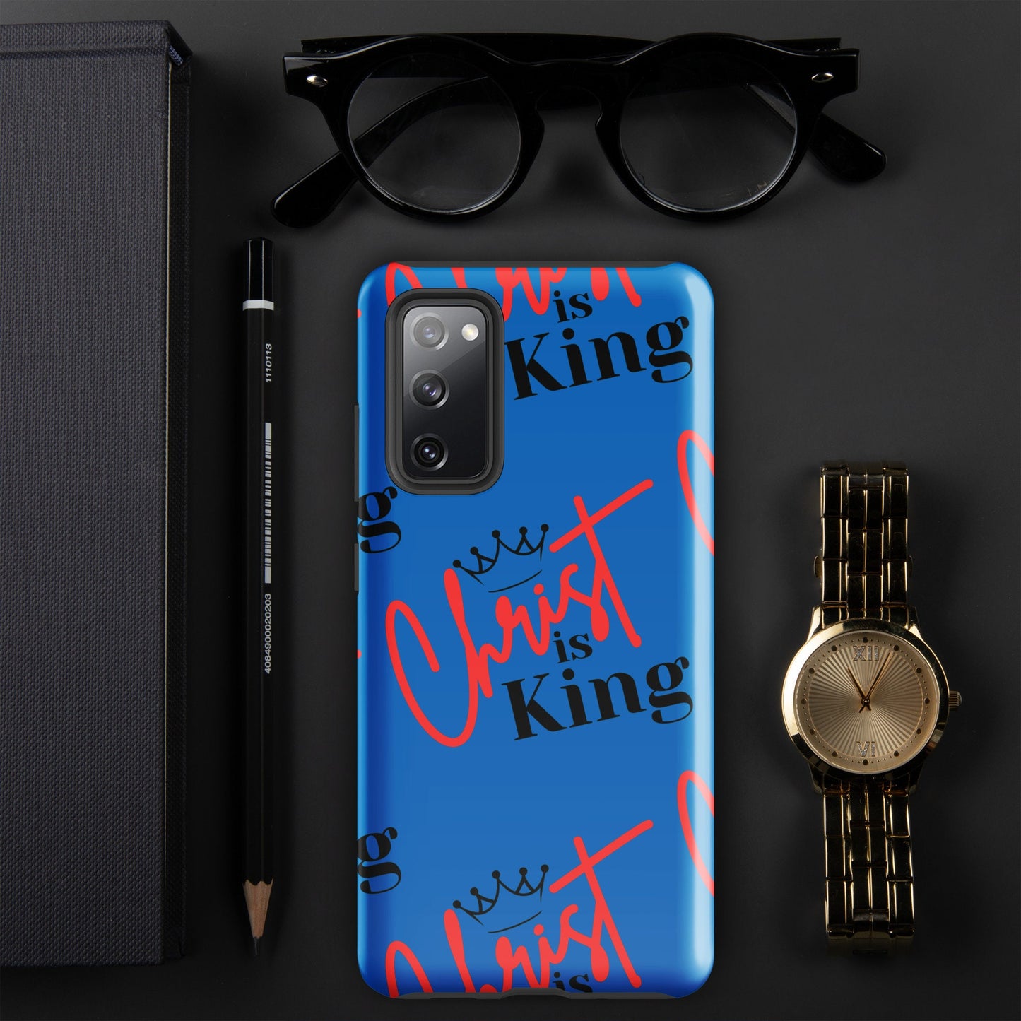 Christ is King Tough case for Samsung - Navy - S21, S22, S23, S24 Series, Jesus Samsung Case, Christian Samsung Case, Designer Samsung Case
