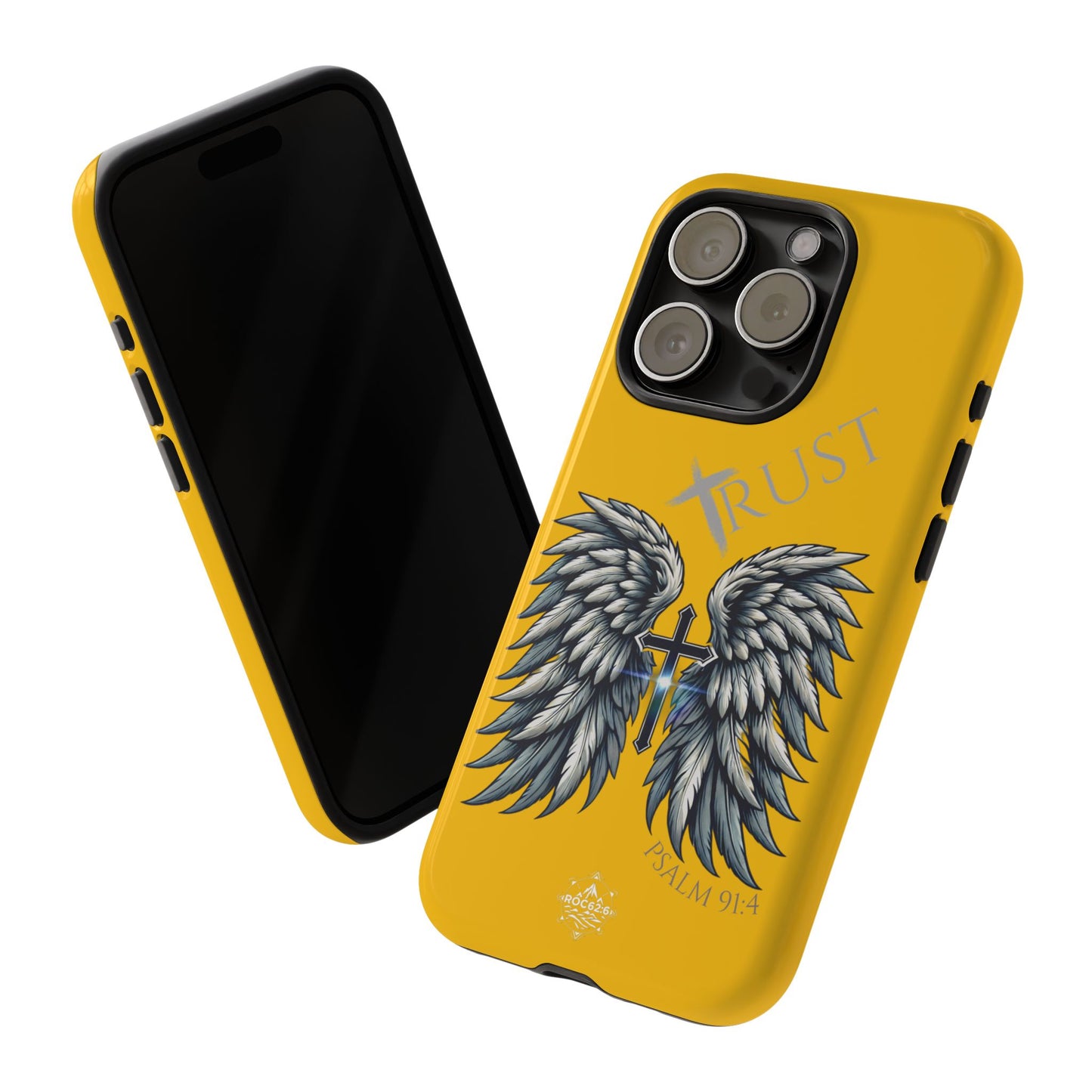Wings Series Gold Phone Case - Trust, Psalm 91:4 Design, Inspirational Gift, Christian Accessories, Spiritual Protection, Encouragement