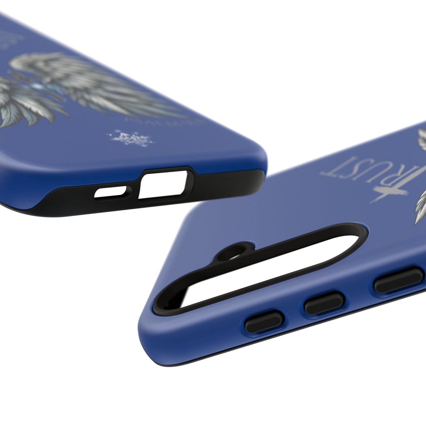 Wings Series Blue Phone Case - Trust, Psalm 91:4 Design, Inspirational Gift, Christian Accessories, Spiritual Protection, Encouragement