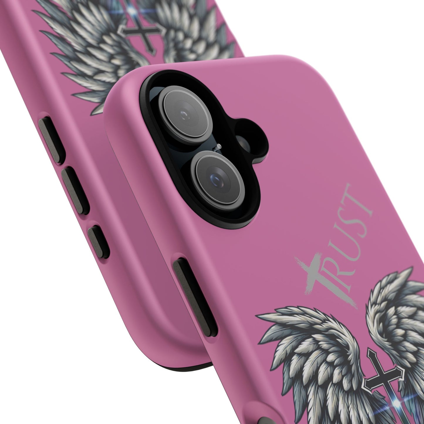 Wings Series Pink Phone Case - Trust, Psalm 91:4 Design, Inspirational Gift, Christian Accessories, Spiritual Protection, Encouragement