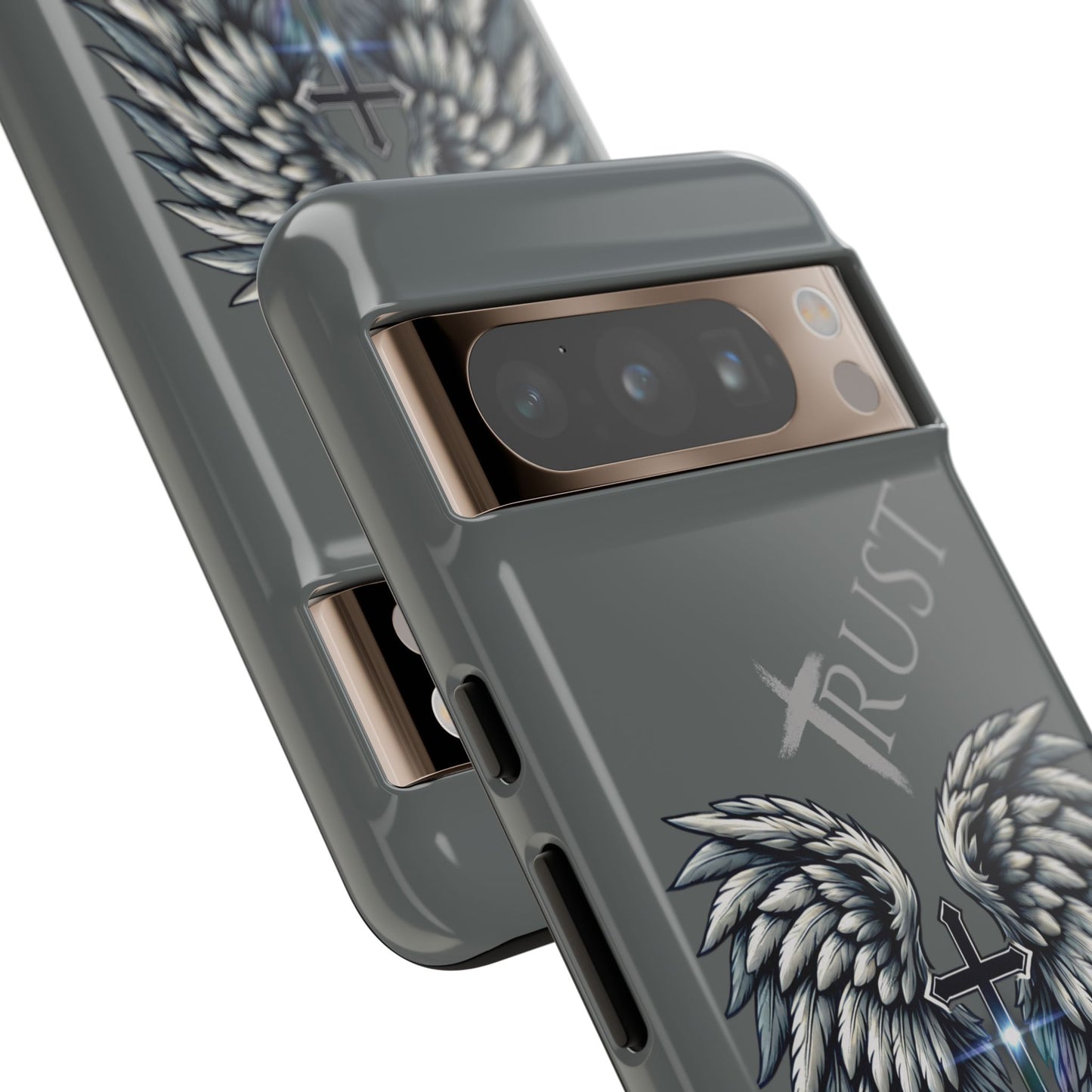 Wings Series Dark Grey Phone Case - Trust, Psalm 91:4 Design, Inspirational Gift, Christian Accessories, Spiritual Protection, Encouragement