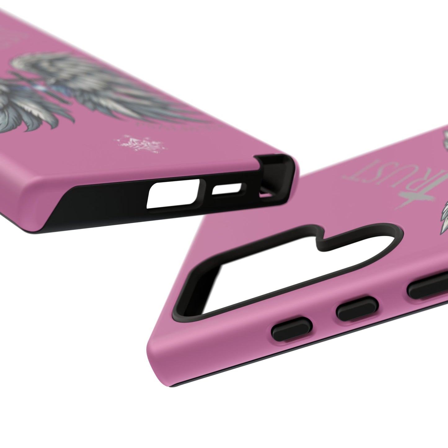 Wings Series Pink Phone Case - Trust, Psalm 91:4 Design, Inspirational Gift, Christian Accessories, Spiritual Protection, Encouragement