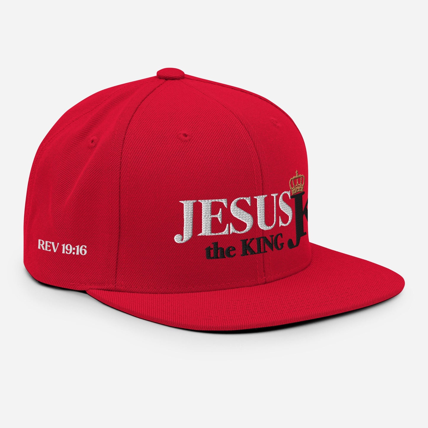 Jesus the King Snapback Hat, King Jesus Hat, Jesus King Cap, JK Snapback hat, Jesus King Hat (Black letters)