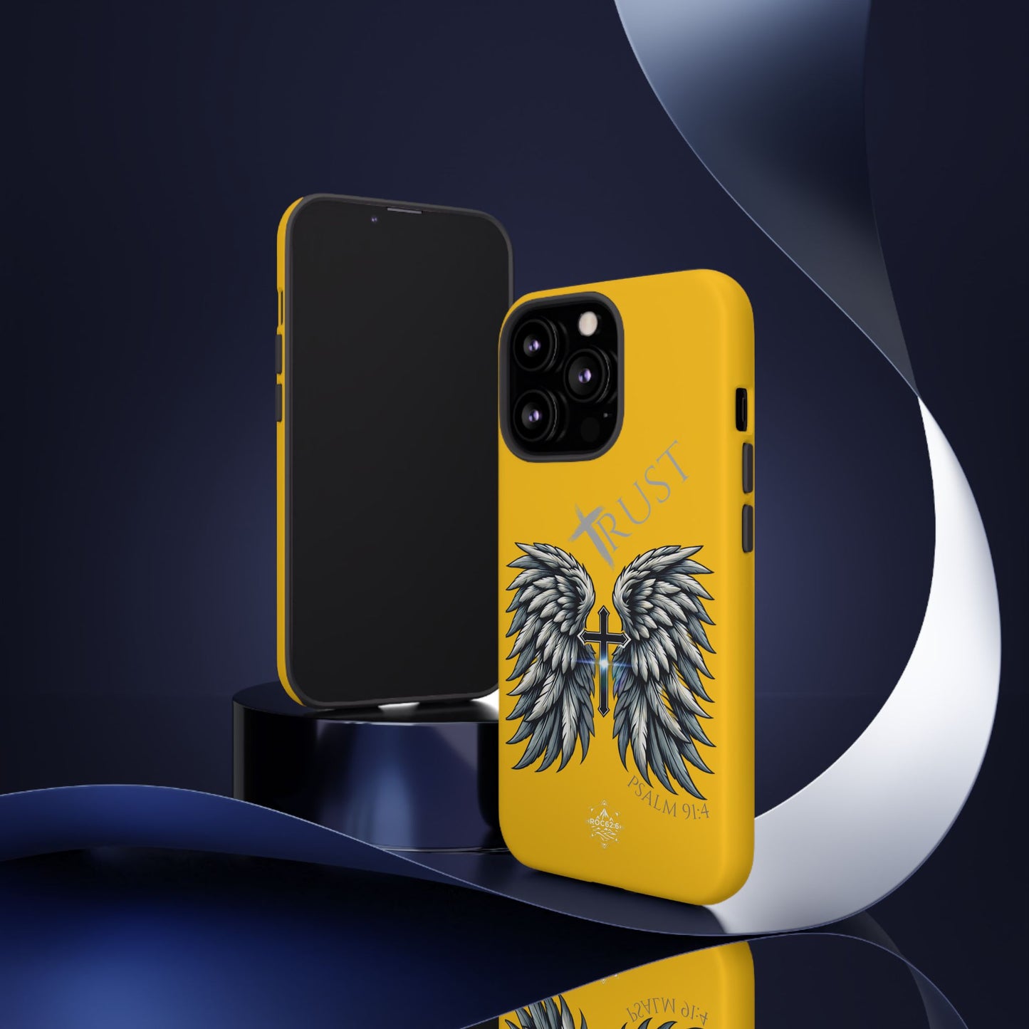 Wings Series Gold Phone Case - Trust, Psalm 91:4 Design, Inspirational Gift, Christian Accessories, Spiritual Protection, Encouragement