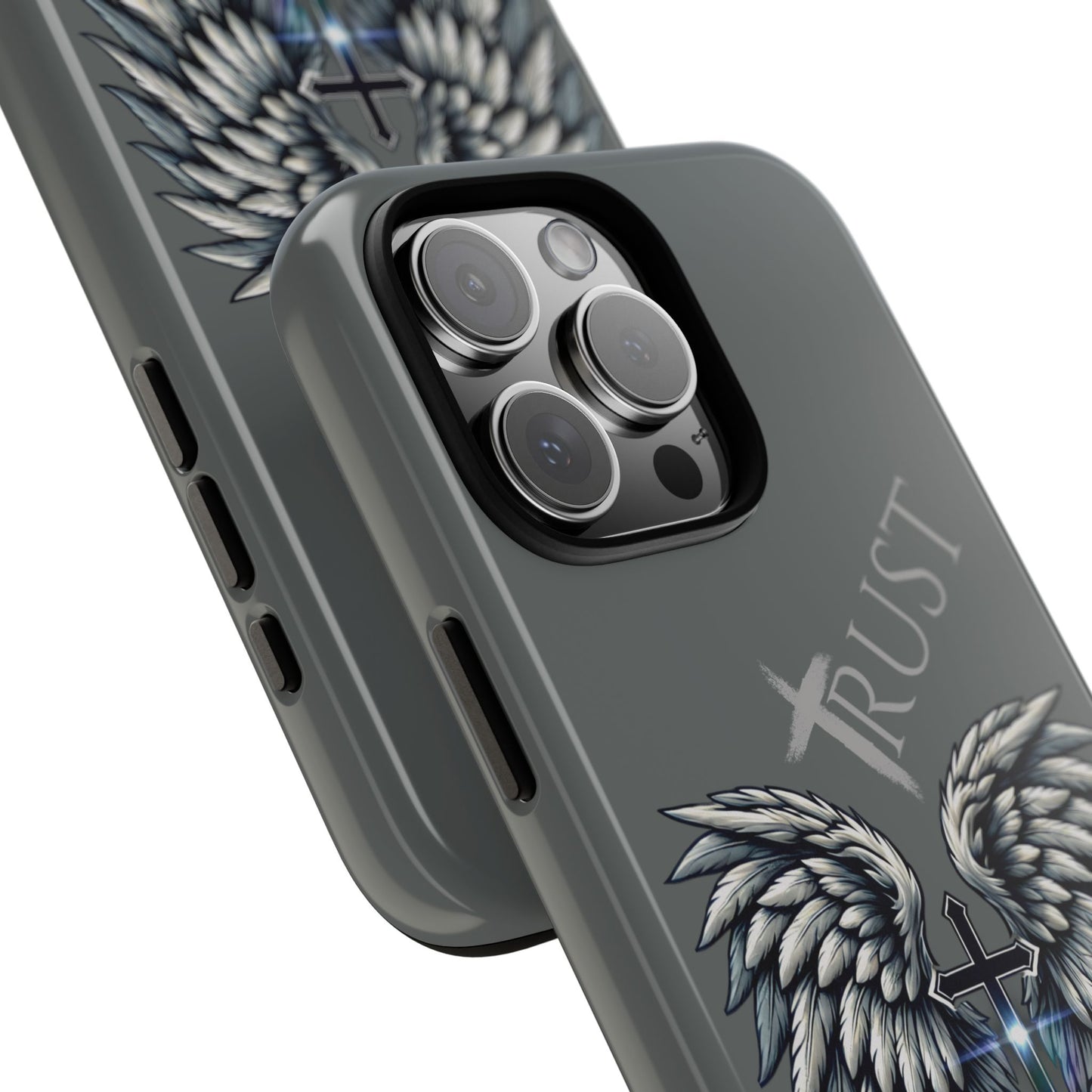 Wings Series Dark Grey Phone Case - Trust, Psalm 91:4 Design, Inspirational Gift, Christian Accessories, Spiritual Protection, Encouragement