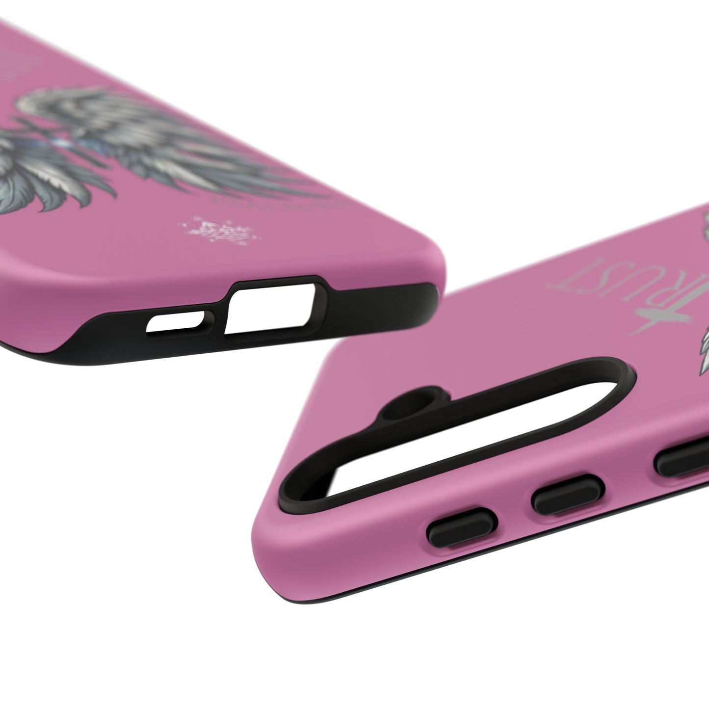 Wings Series Pink Phone Case - Trust, Psalm 91:4 Design, Inspirational Gift, Christian Accessories, Spiritual Protection, Encouragement