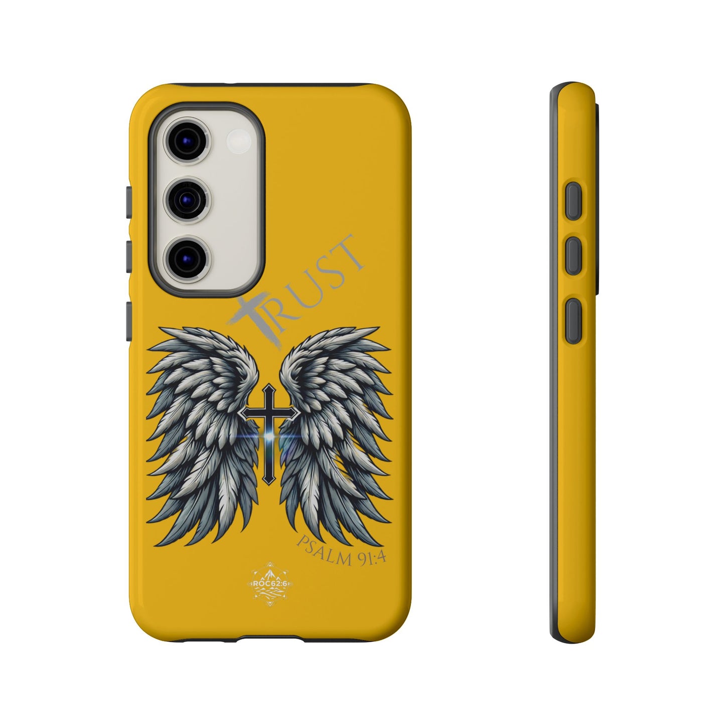 Wings Series Gold Phone Case - Trust, Psalm 91:4 Design, Inspirational Gift, Christian Accessories, Spiritual Protection, Encouragement