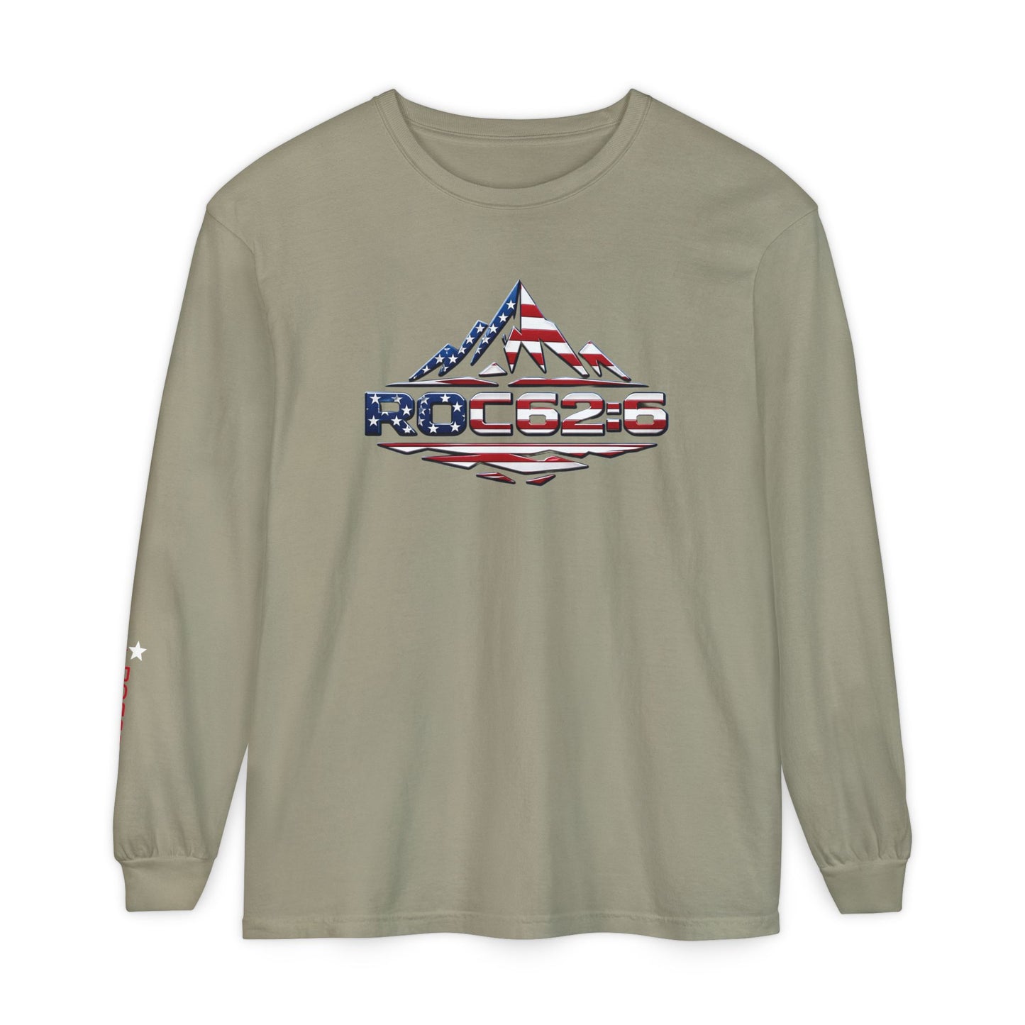 American Flag Mountain ROC626 Long Sleeve Shirt | Patriotic Outdoor Tee