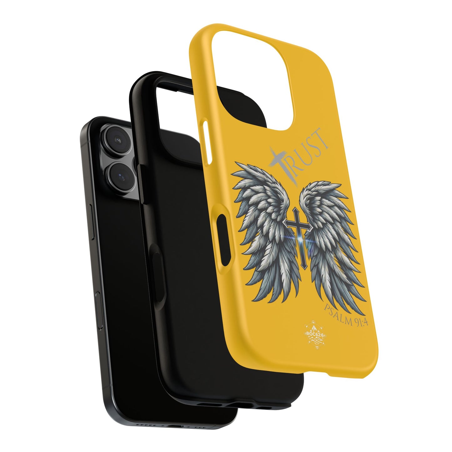 Wings Series Gold Phone Case - Trust, Psalm 91:4 Design, Inspirational Gift, Christian Accessories, Spiritual Protection, Encouragement