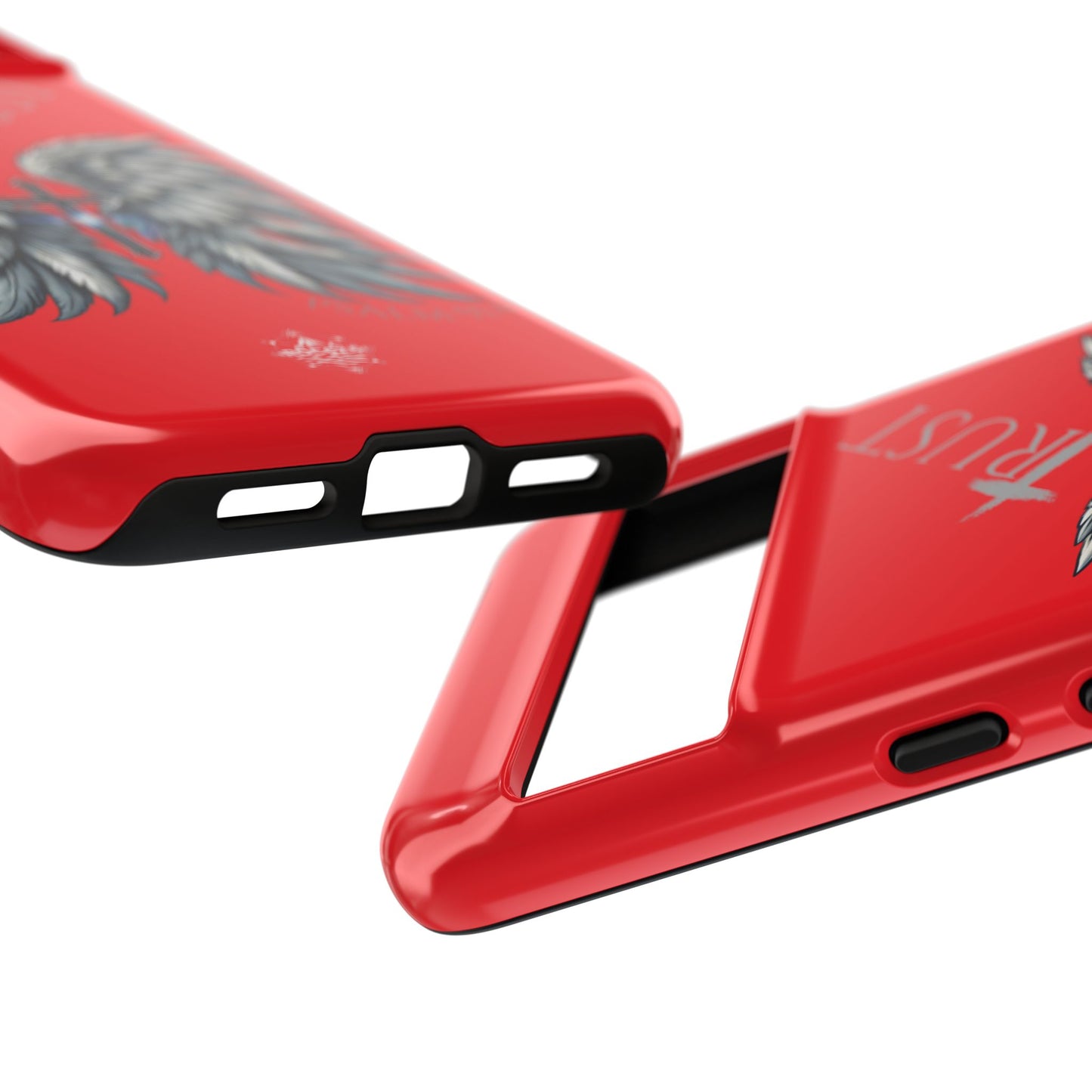 Wings Series Red Phone Case - Trust, Psalm 91:4 Design, Inspirational Gift, Christian Accessories, Spiritual Protection, Encouragement