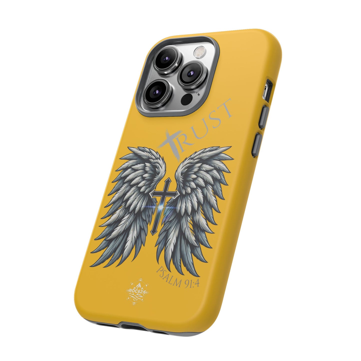 Wings Series Gold Phone Case - Trust, Psalm 91:4 Design, Inspirational Gift, Christian Accessories, Spiritual Protection, Encouragement
