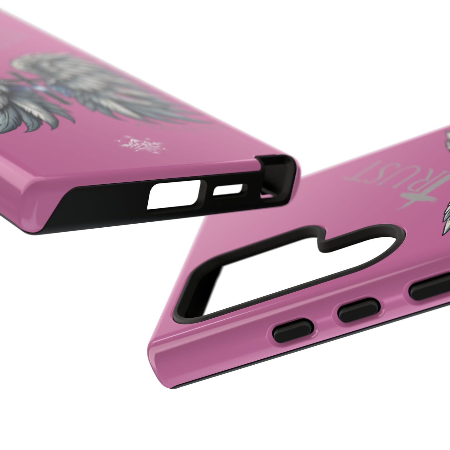 Wings Series Pink Phone Case - Trust, Psalm 91:4 Design, Inspirational Gift, Christian Accessories, Spiritual Protection, Encouragement