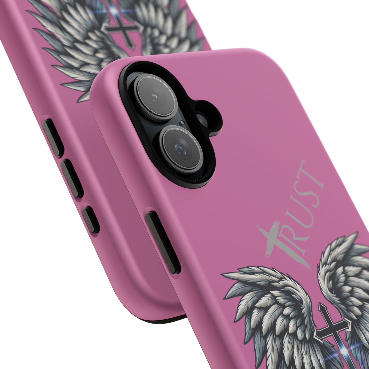 Wings Series Pink Phone Case - Trust, Psalm 91:4 Design, Inspirational Gift, Christian Accessories, Spiritual Protection, Encouragement
